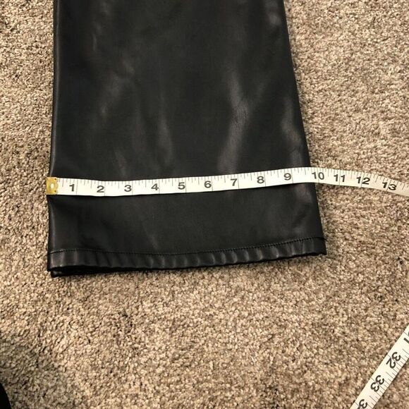 SHEIN Women's Faux Leather Pants High Rise Wide Size MP Black - Picture 7 of 12